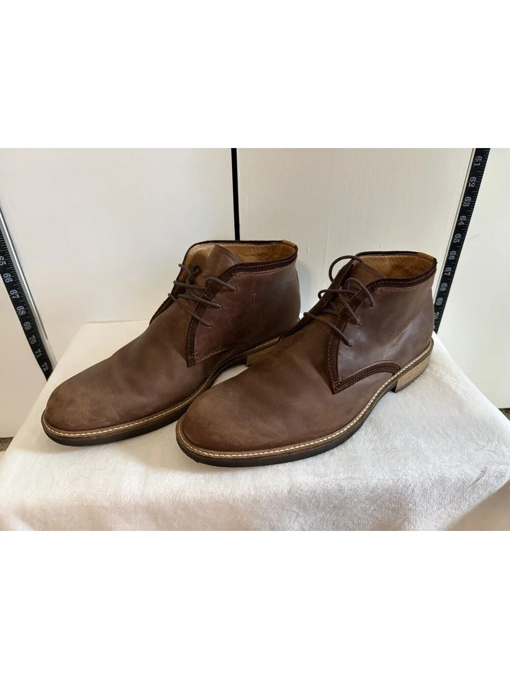 ECCO Kenton Derby Boot Men's EU 47 US 13 - 13.5 Brown Leather Stacked Heel NWOT